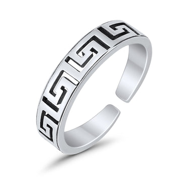 Aztec Adjustable Toe Ring  Oxidized 925 Sterling Silver (4mm)